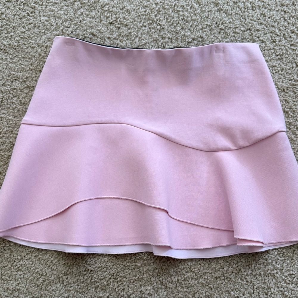 Zara Pink Skater Mini Skirt with Tiered Design